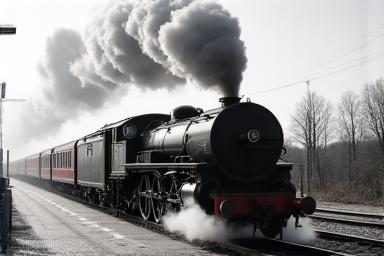 Oude stoomtrein passeert station Tilburg